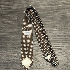 DRAKES LONDON HAND MADE IN ENGLAND 100% SILK BROWN POLKA DOT TIE